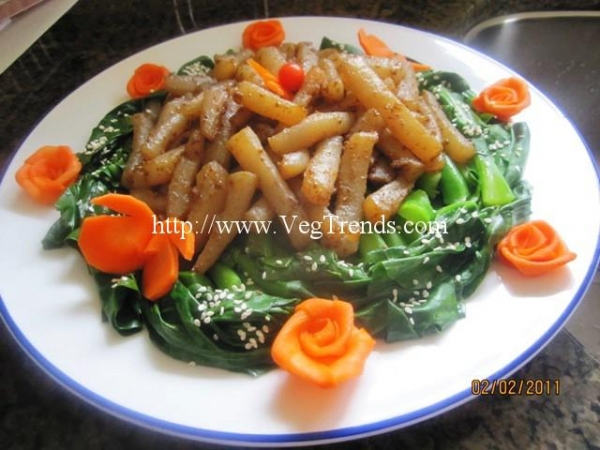 芥藍菜食譜：芥藍菜拌蒟蒻素蹄筋料理，芥藍菜怎麼做才好吃？